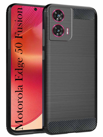 For Motorola Moto Edge 50 Fusion Back Cover Case ( Hybrid Armor Case | Carbon Fiber Shockproof | Soft and Flexible | Black )