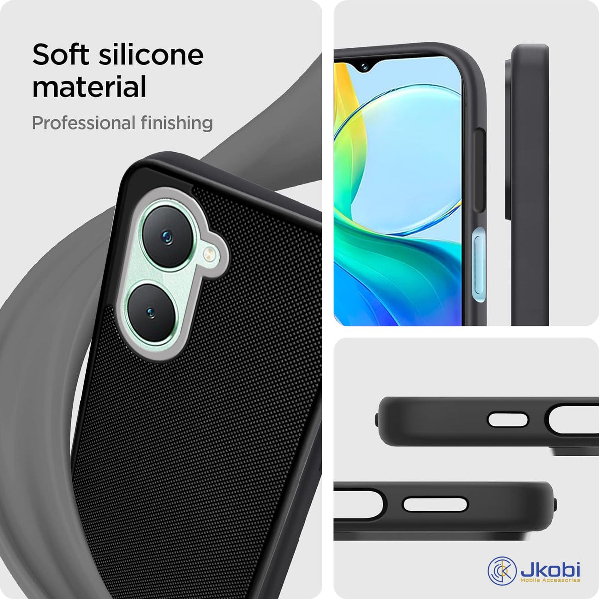 For Vivo Y18 | Y18E | Y03 | Y18I | Y18T Back Cover Case Rubberised (Textured Grip Design| Micro-Fiber Cloth Inside | Slim and Light Weight | Soft Touch and Feel)
