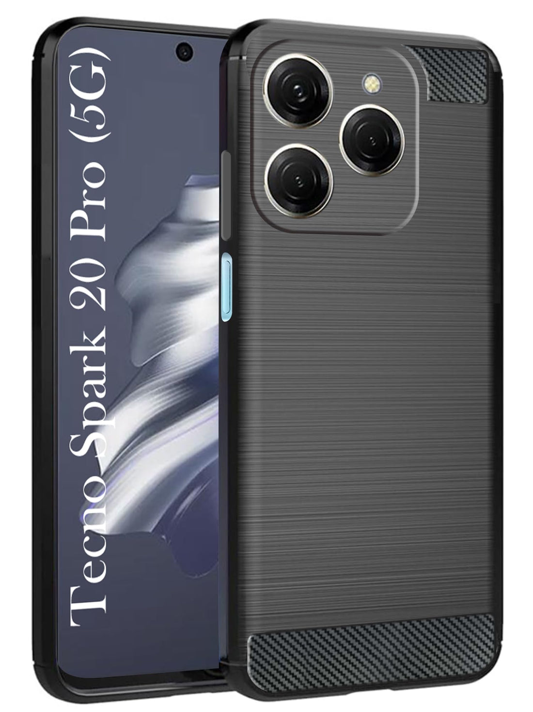 For Tecno Spark 20 Pro Back Cover Case (Hybrid Armor Case | Carbon Fiber Shockproof | Soft and Flexible)