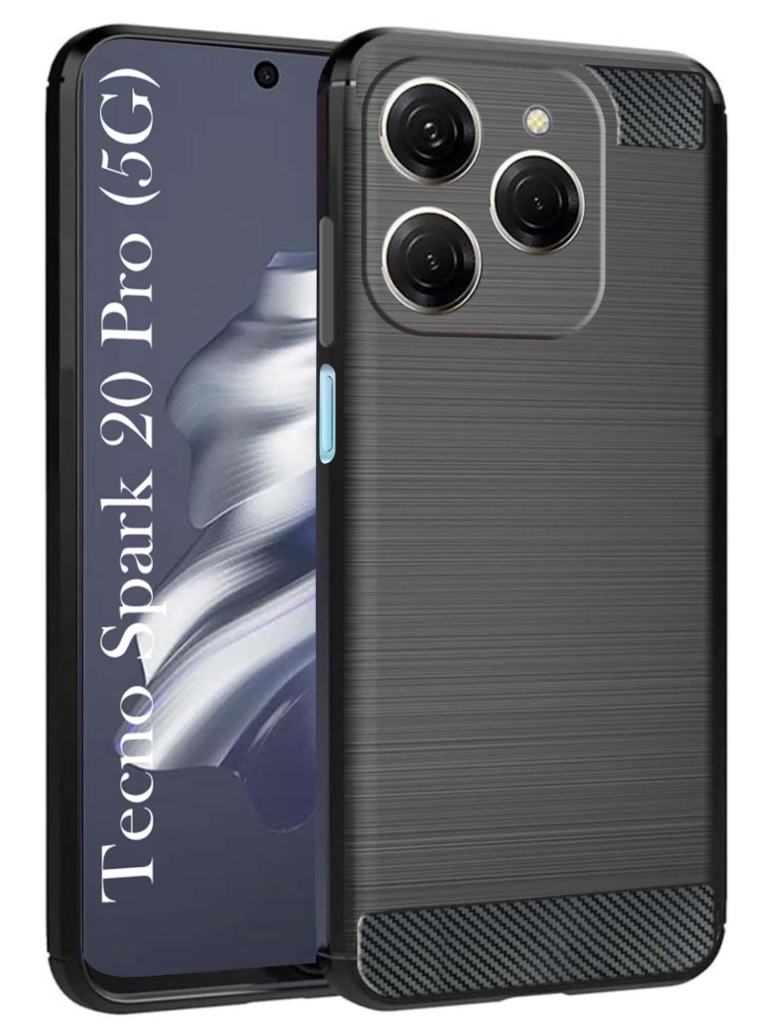 For Tecno Spark 20 Pro Back Cover Case (Hybrid Armor Case | Carbon Fiber Shockproof | Soft and Flexible)