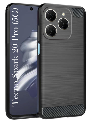 For Tecno Spark 20 Pro Back Cover Case (Hybrid Armor Case | Carbon Fiber Shockproof | Soft and Flexible)
