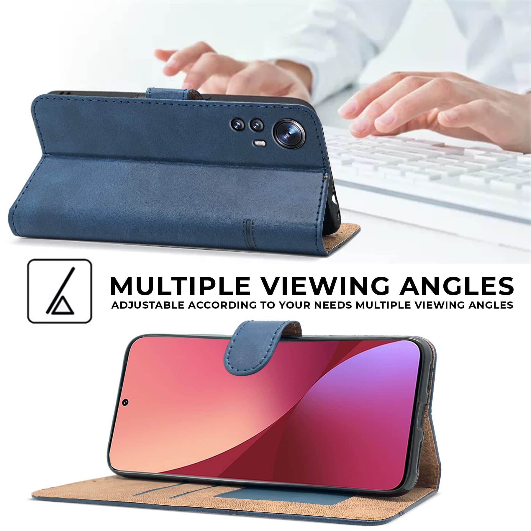For Xiaomi 12 Flip Cover Case (Stitched Leather with Magnetic Closure)