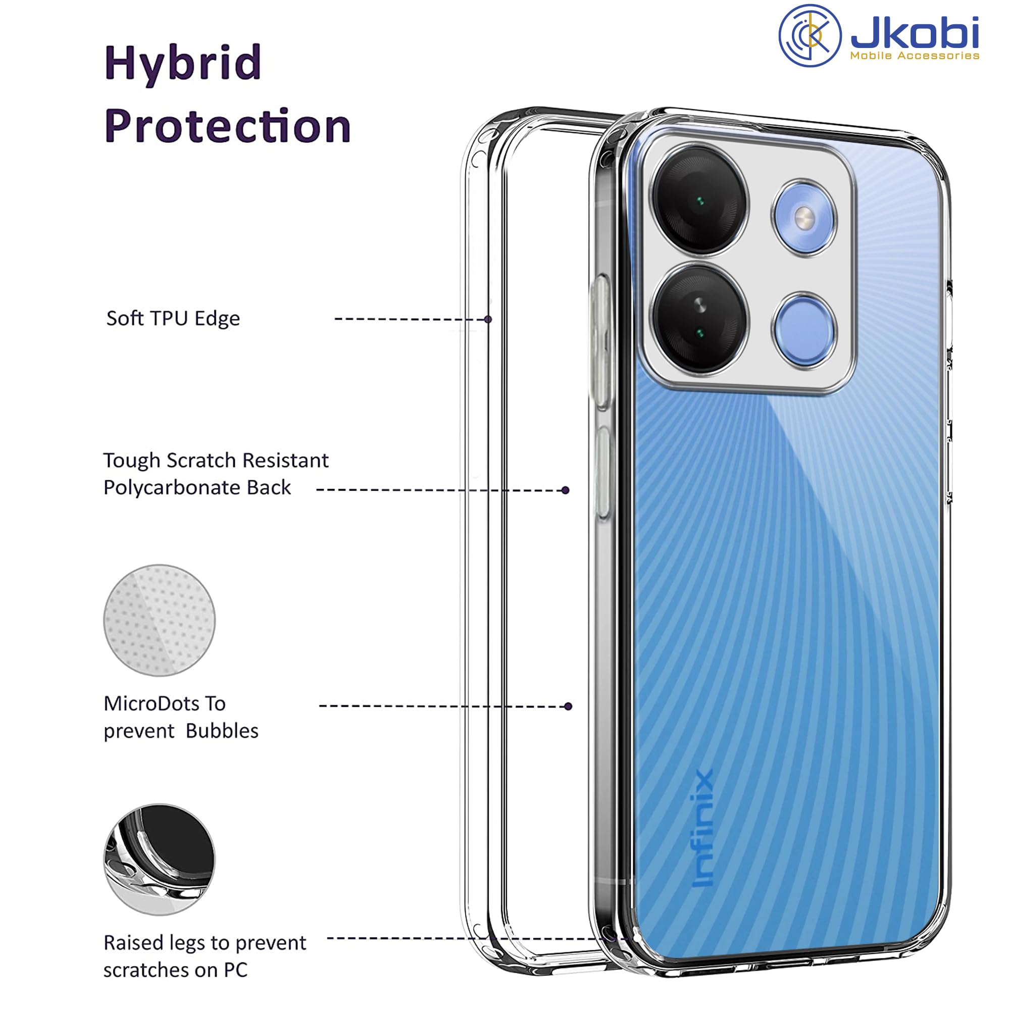 For Infinix Smart 7 Back Case Cover (Shockproof Case Silicone Clear | Camera Protection | Flexible and Soft | Transparent)