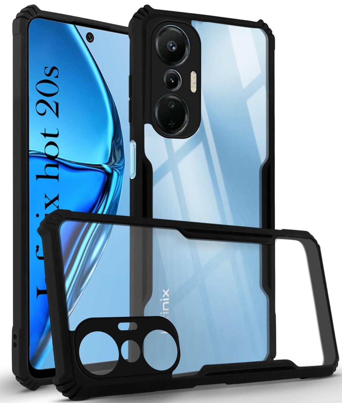 For Infinix Hot 20s Back Cover (Shockproof with Polycarbonate Clear Panel)