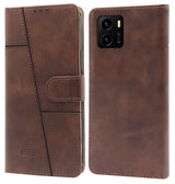 For Vivo Y15s (2021) | Y15A 2021 Flip Cover Case (Stitched Leather Finish | Magnetic Closure | Inner TPU | Foldable Stand | Wallet Card Slots)