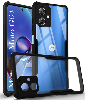 For Motorola Moto G64 5G Back Cover Case (Shockproof with Polycarbonate Clear Panel)