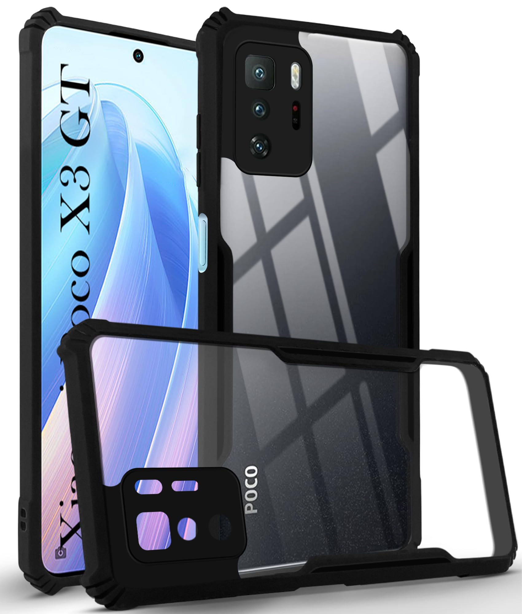 For Xiaomi Poco X3 GT Back Cover Case (Shockproof with Polycarbonate Clear Panel)