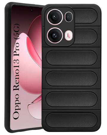 For Oppo Reno13 Pro 5G | Oppo Reno 13 Pro 5G Back Cover Case (Matte Liquid Silicone | Professional Design | Camera Protection | Wave Black)