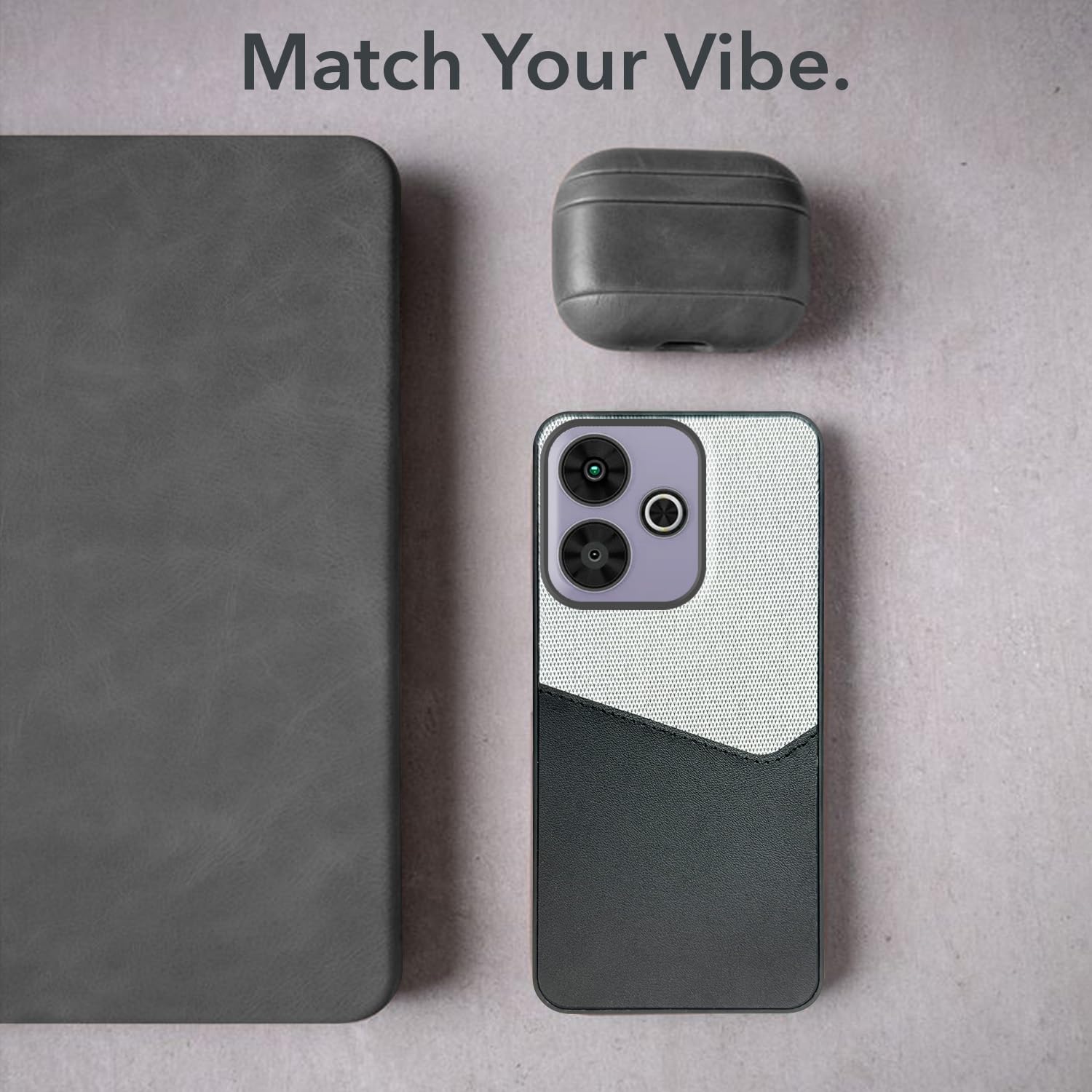 For Poco M6 Plus 5G Back Cover Case (Dual PU Leather Stitch | Professional Minimalist | Soft and Flexible)