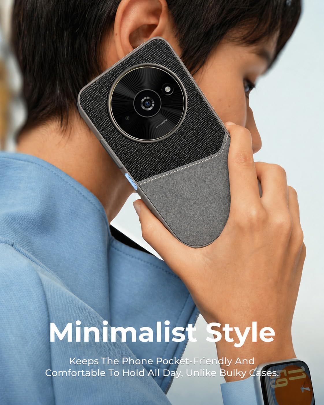 For Xiaomi Poco C61 Back Cover Case (Dual PU Leather Stitch | Professional Minimalist | Soft and Flexible)