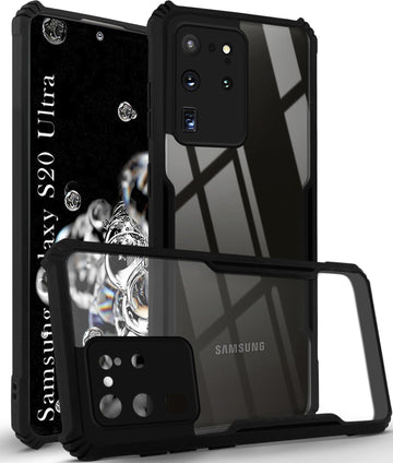 For Samsung Galaxy S20 Ultra Back Cover Case ( Shockproof with Polycarbonate Clear Panel | Professional Black)
