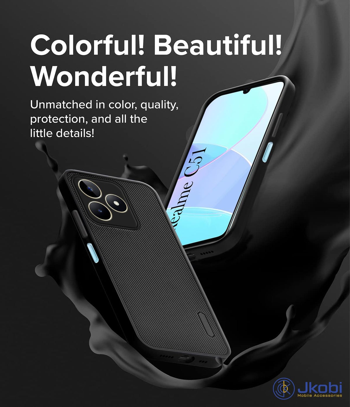 For Realme C51 Back Cover Case Rubberised (Textured Grip Design| Micro-Fiber Cloth Inside | Slim and Light Weight | Soft Touch and Feel)