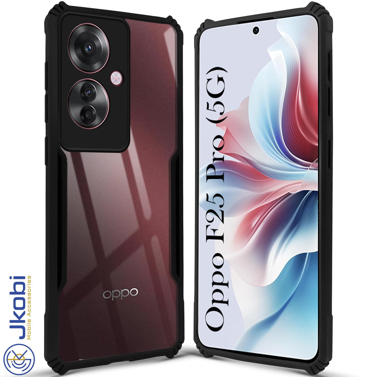For Oppo F25 Pro 5G Back Cover Case Hybrid (Shockproof with Polycarbonate Clear Panel | Professional Black)