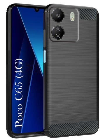 For Poco C65 Back Cover Case (Hybrid Armor Case | Carbon Fiber Shockproof | Soft and Flexible)