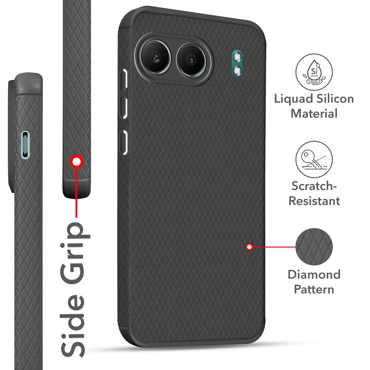 For Oneplus Nord 4 Back Cover Case (Liquid Silicone | Side Grip | Camera Protection)