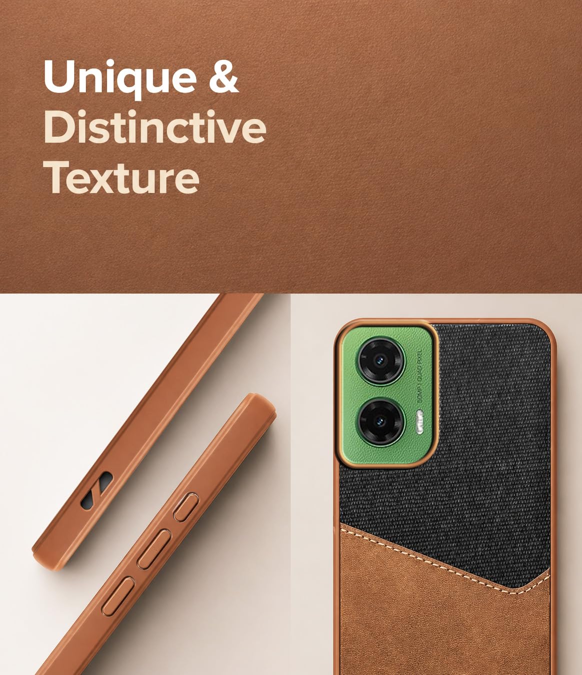 For Motorola Moto G35 Back Cover Case (Dual PU Leather Stitch | Professional Minimalist | Soft and Flexible)