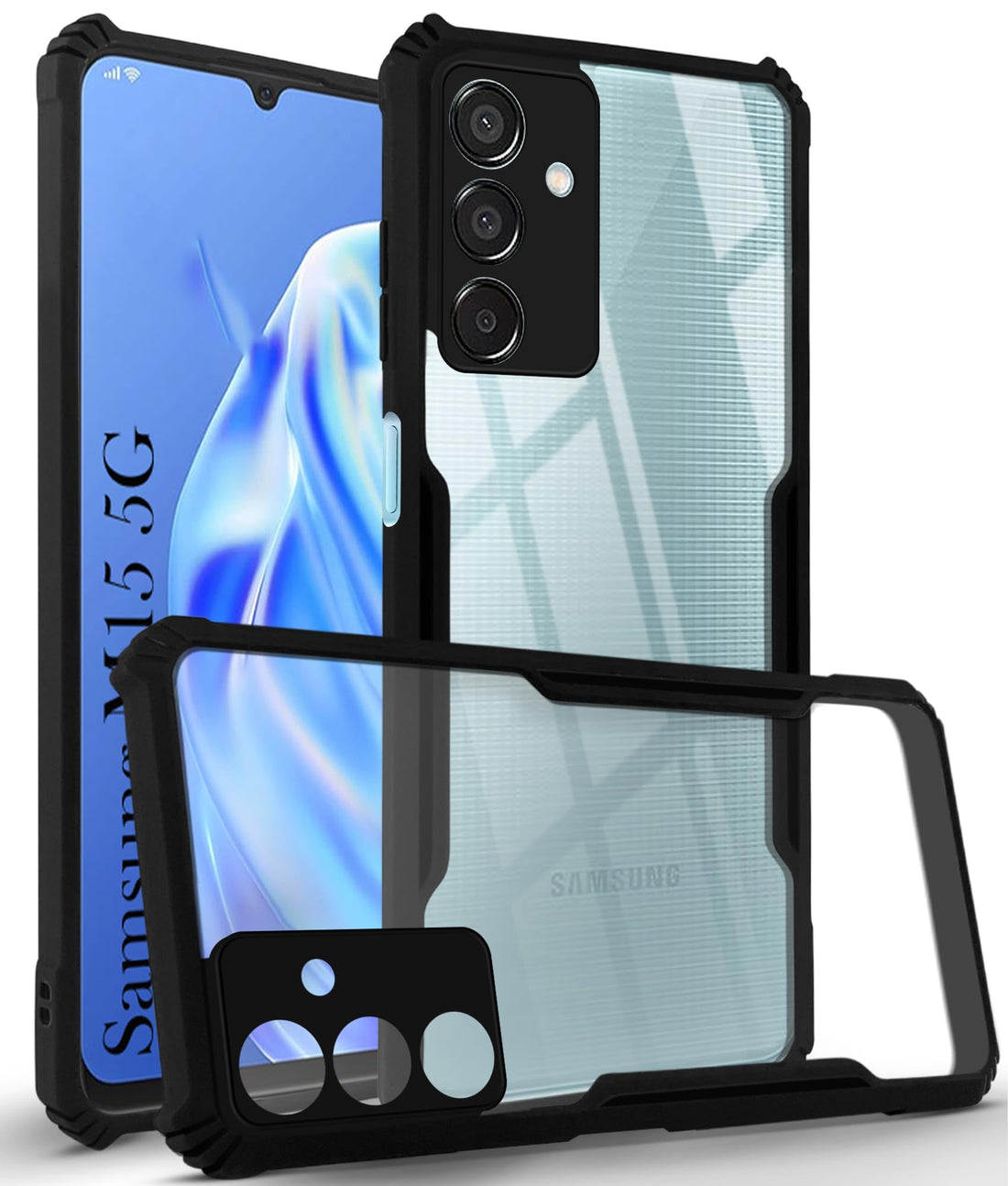 For Samsung Galaxy M15 5G Back Cover Case (Shockproof with Polycarbonate Clear Panel)
