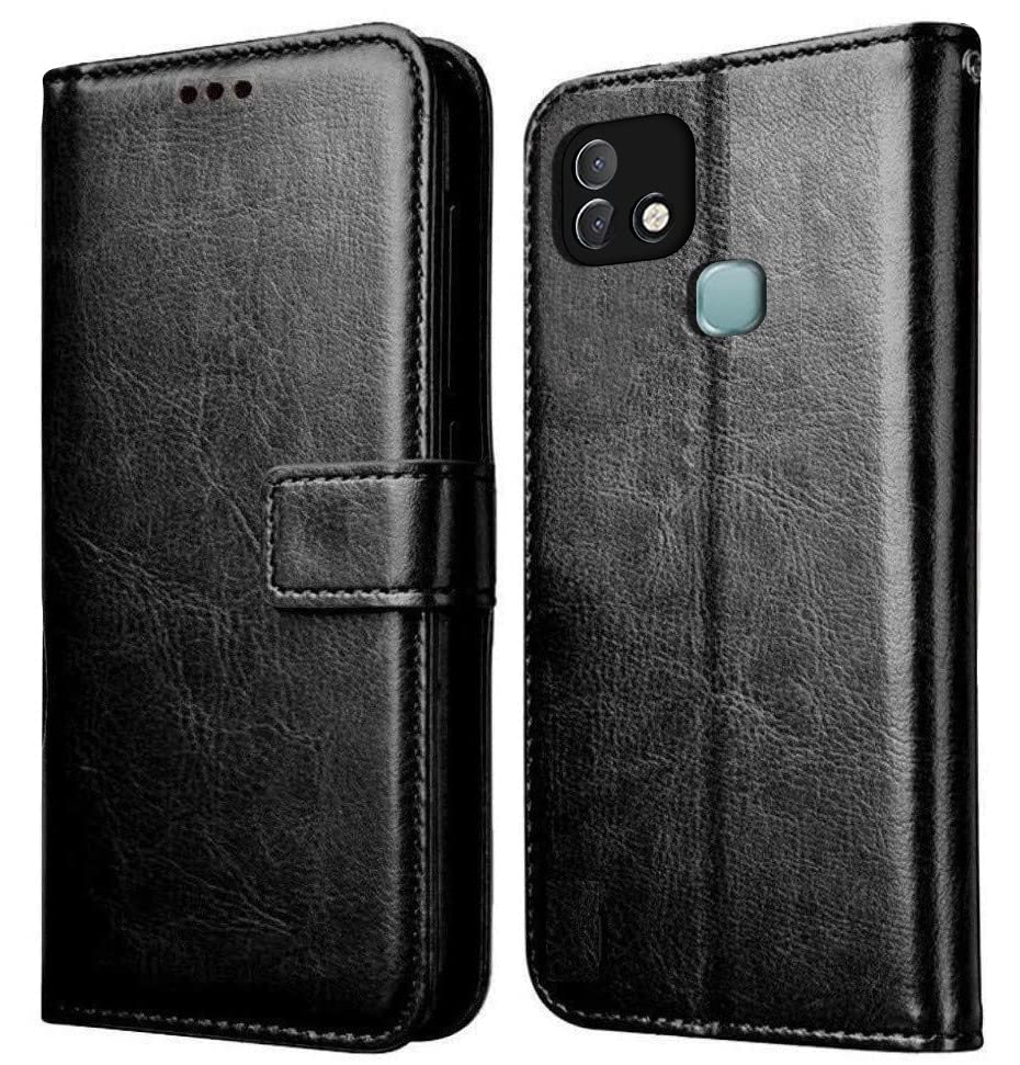 For Infinix Smart 5 Pro Flip Cover Case (Leather Finish | Magnetic Closure | Foldable Stand | Wallet Card Slots)