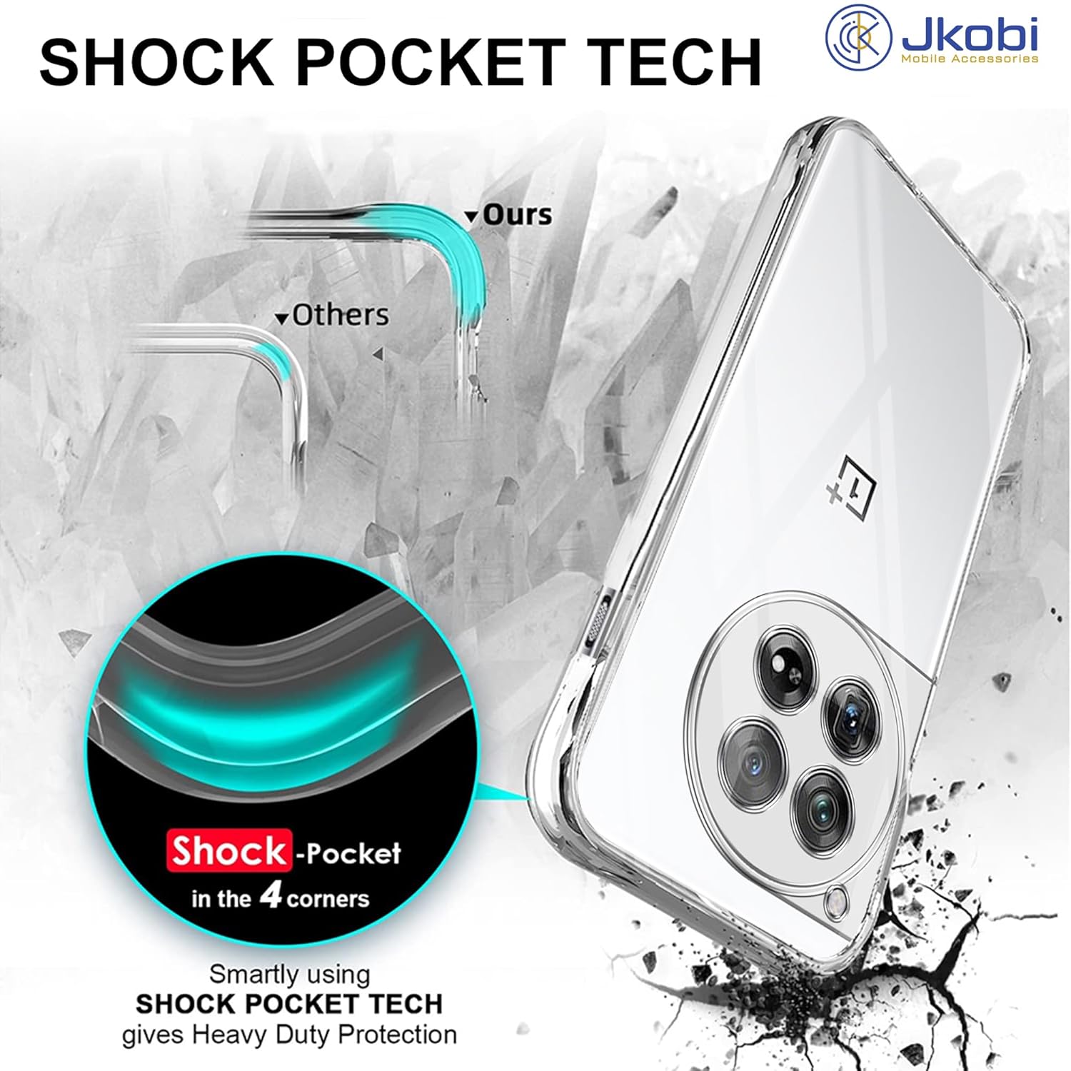 For OnePlus 12 5G Back Case Cover (Shockproof Case with Clear Silicone | Camera Protection | Soft and Flexible)