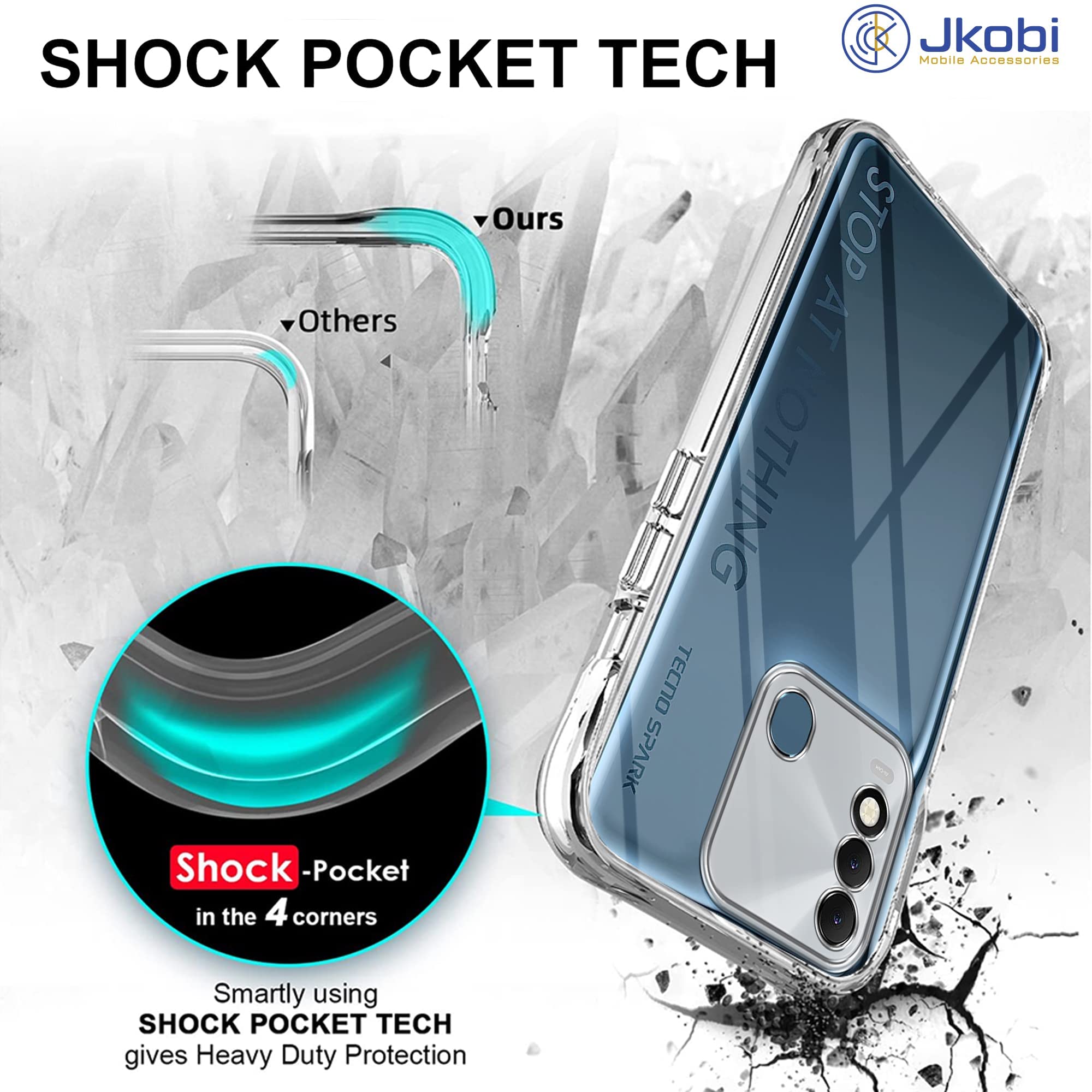 For Tecno Spark 8 Back Cover (Silicone Clear Shockproof Case with Camera Protection | Soft and Flexible | Transparent)