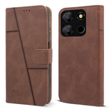 For Itel A60 Flip Cover Case (Stitched Leather with Magnetic Closure)