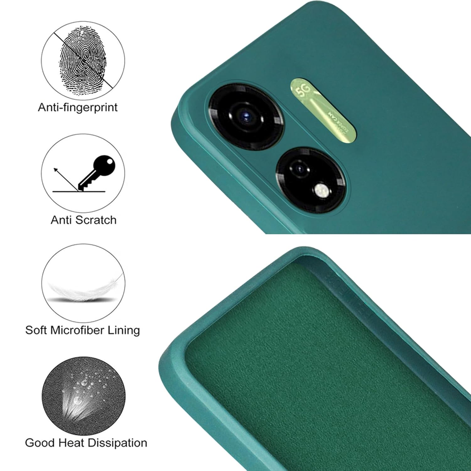 For Itel Color Pro 5G Back Cover Case (Matte Finish Silicone with Inside Fiber Cloth)