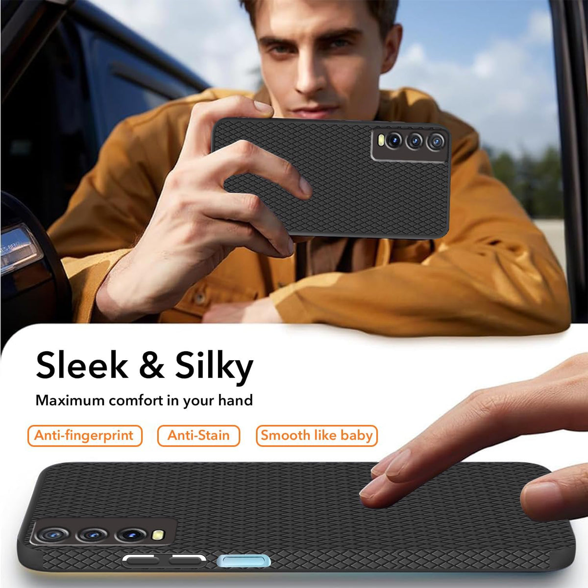 For Vivo Y20A | Y20T | Y20G Back Cover Case (Liquid Silicone | Side Grip | Camera Protection)