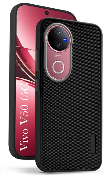 For Vivo V50 | Vivo V50e Back Cover Case (Textured Grip Design | Micro-Fiber Cloth Inside | Slim and Light Weight | Soft Touch and Feel | Black)