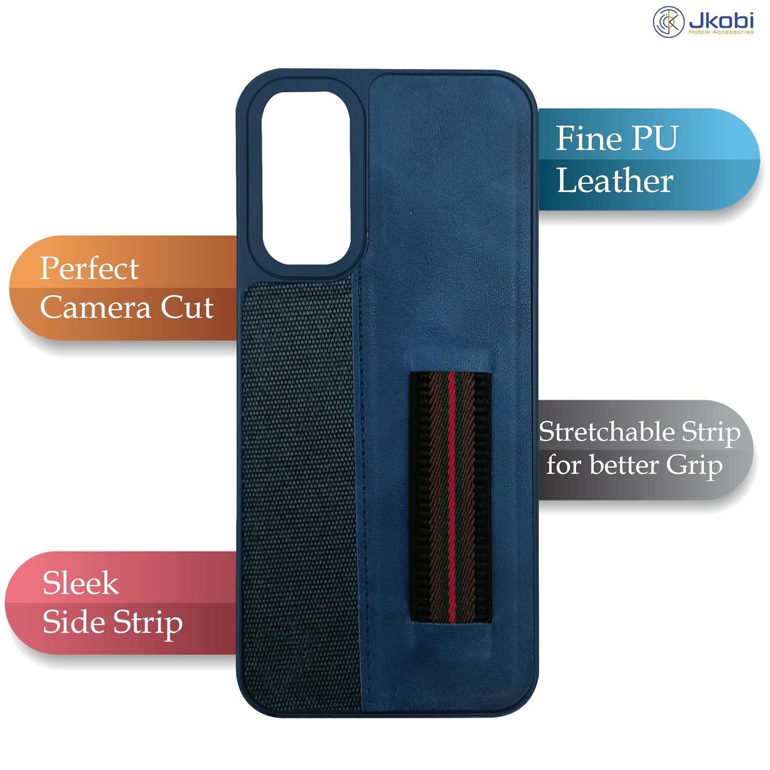 For Poco C50 | Poco C51 Back Cover Case (Professional PU Leather | Strip Chain Holder Socket)