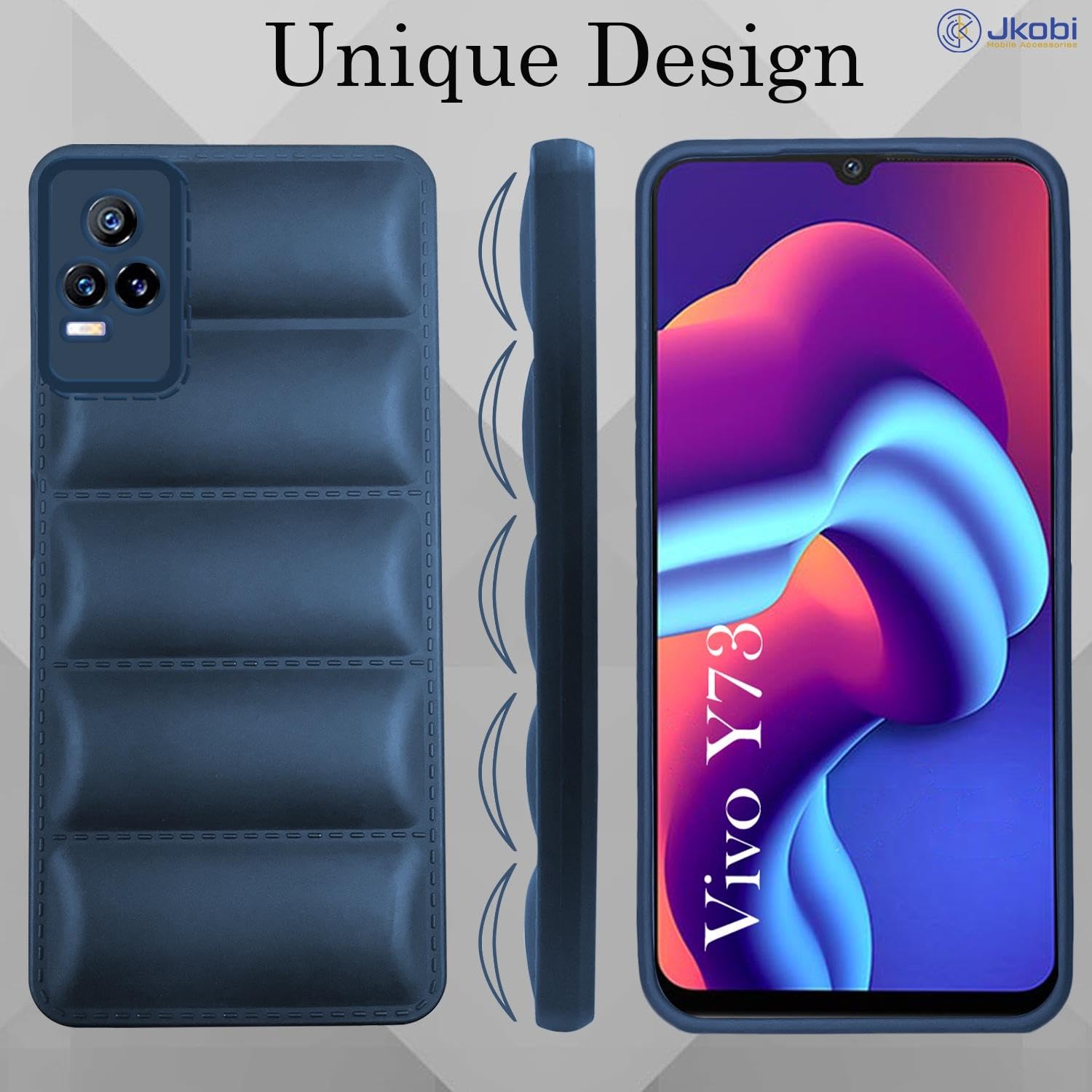 For Vivo Y73 Back Cover Case (Puffer Cushion Wave Design | Camera Protection)
