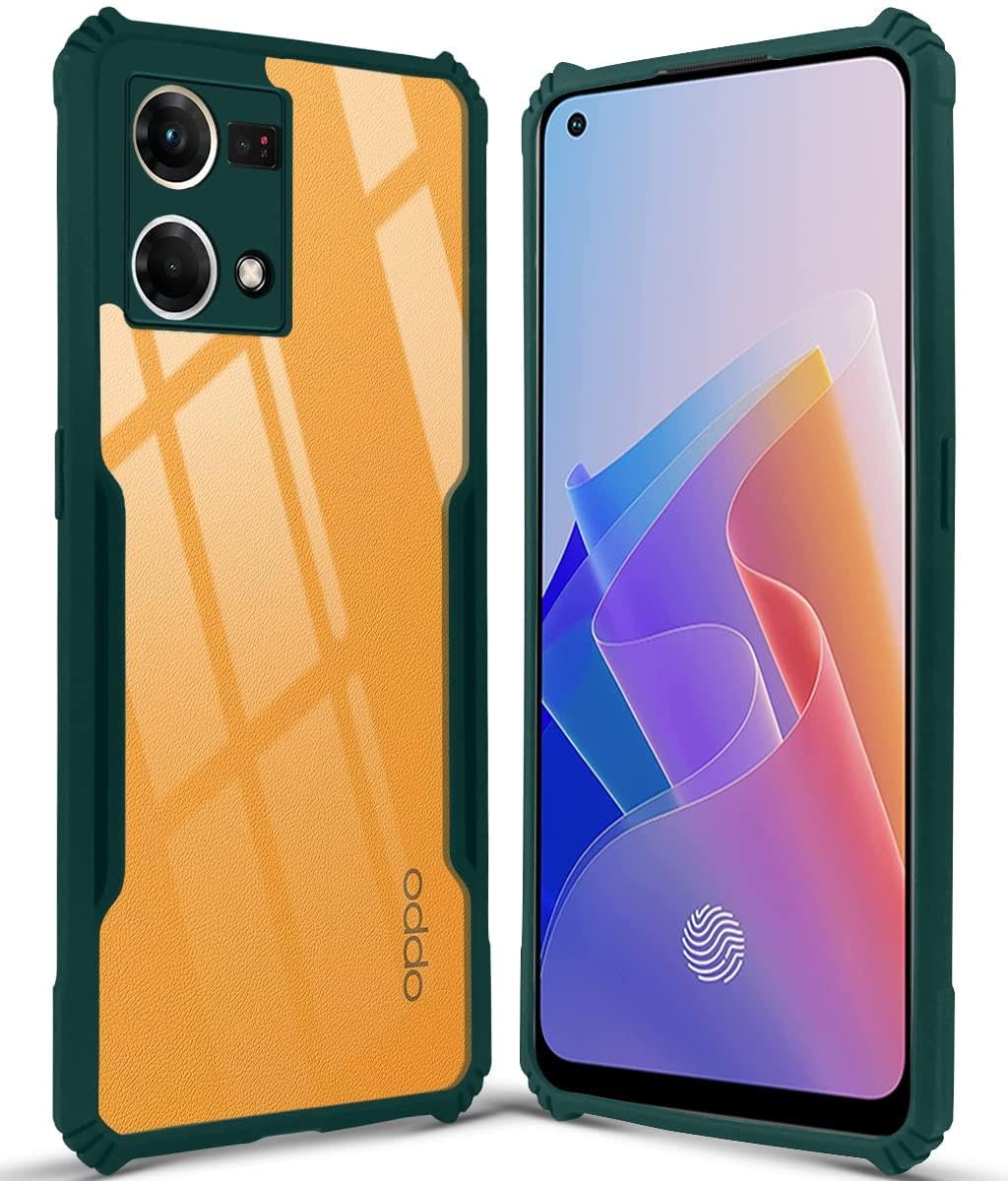 For Oppo Reno7 | Reno 7 4G Back Cover Case (Crystal Glass Back | Camera Protection | Shockproof Bumpers)
