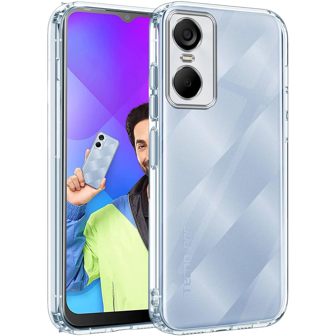 For Tecno Pop 6 Pro Back Cover (Silicone Clear Shockproof Case with Camera Protection | Soft and Flexible)