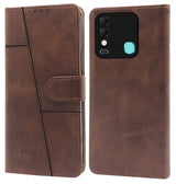 For Tecno Spark 8 Flip Cover Case (Stitched Leather Finish | Magnetic Closure | Inner TPU | Foldable Stand | Wallet Card Slots)