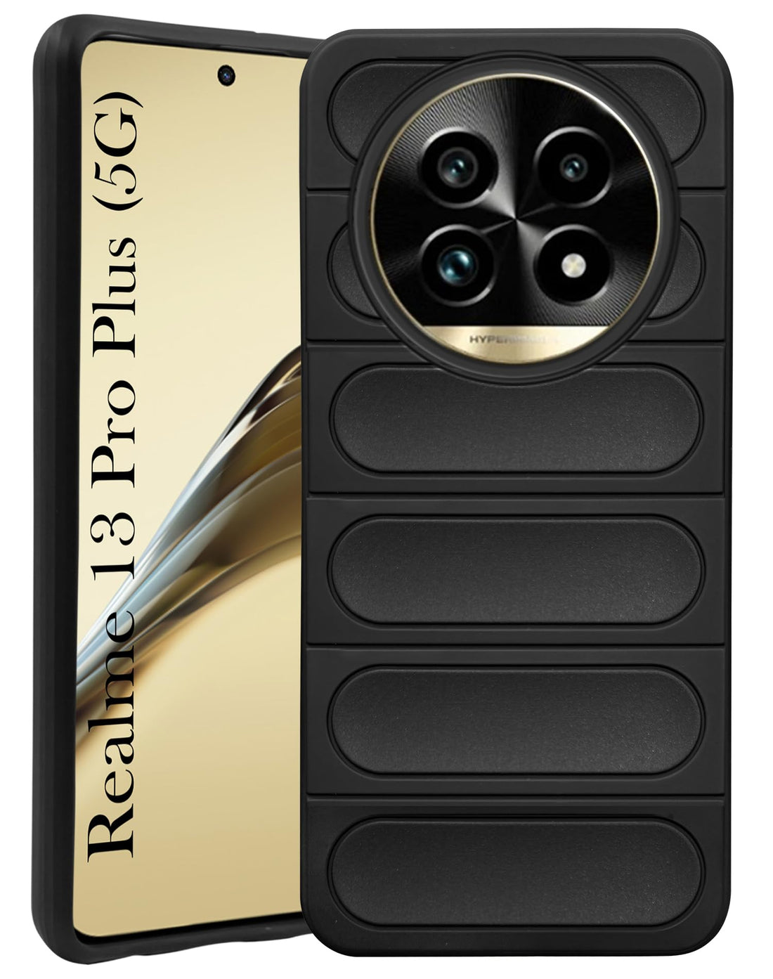 For Realme 13 Pro | Realme 13 Pro Plus 5G Back Cover Case (Matte Liquid Silicone | Professional Design | Camera Protection | Wave Black)