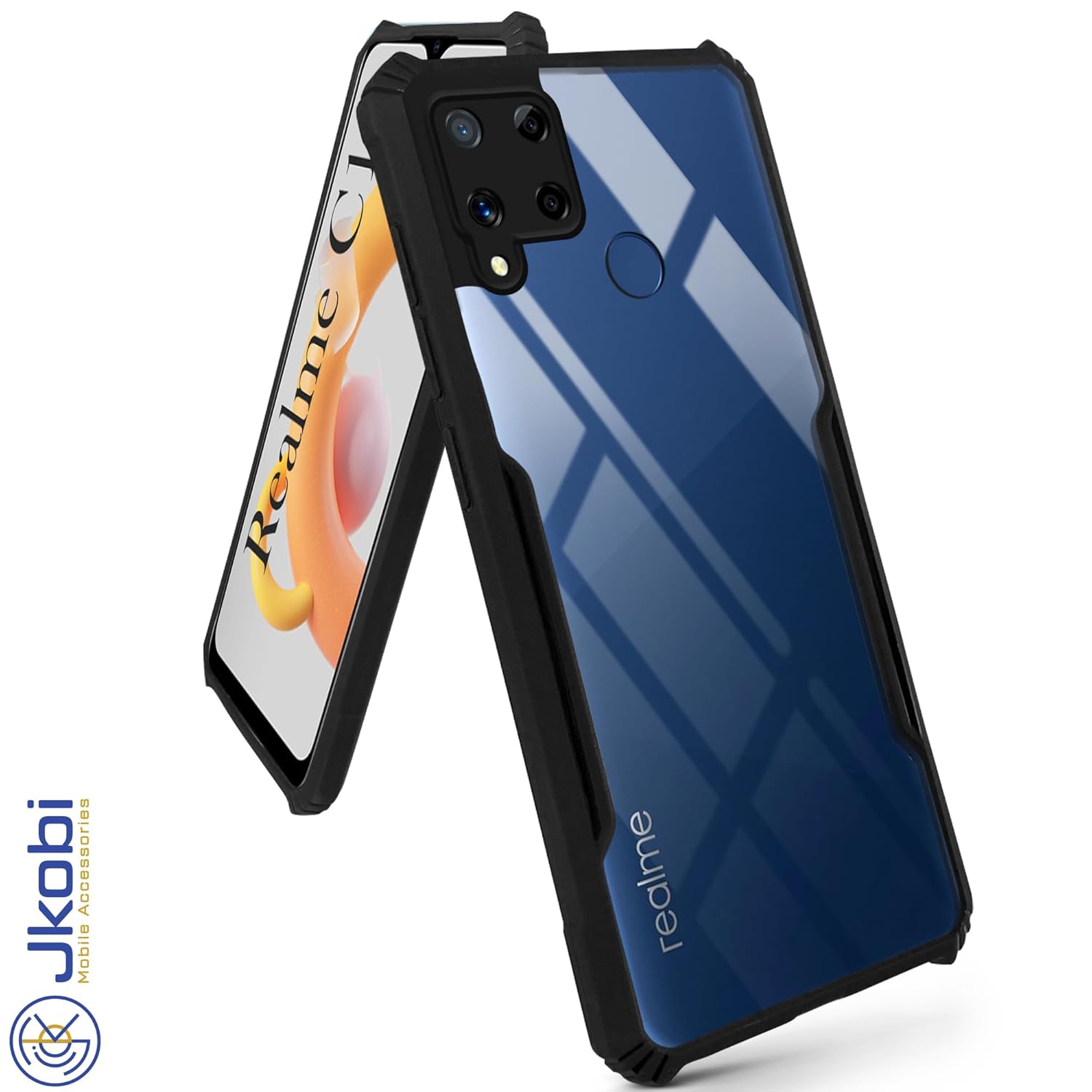 For Realme C15 Back Cover Case (Shockproof with Polycarbonate Clear Panel)