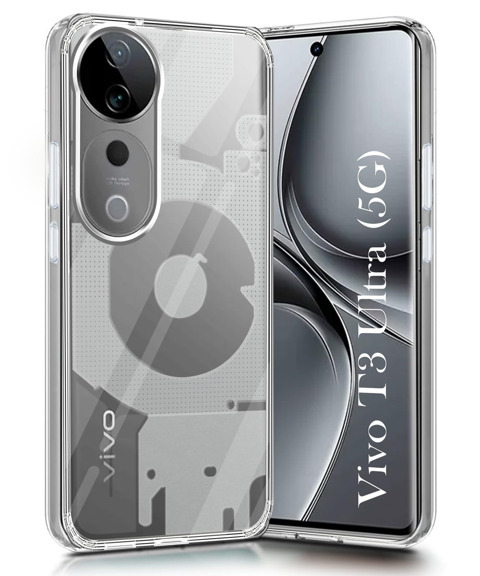 For Vivo T3 Ultra Back Cover (Silicone Matte Shockproof Case with Camera Protection | Soft and Flexible | Transparent)