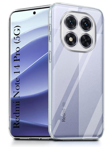 For Redmi Note 14 Pro  Back Cover ( Silicone Clear Shockproof Case with Camera Protection | Soft and Flexible | Transparent)