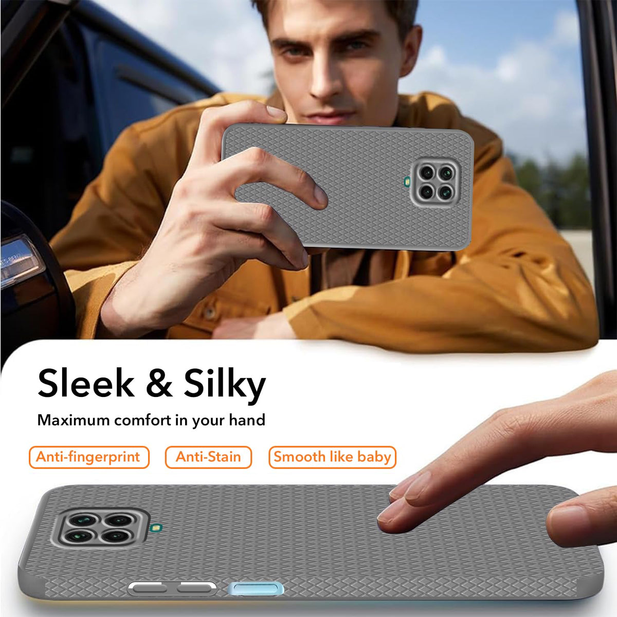 For Redmi Note 9 Pro | 9 Pro Max  Back Cover Case (Liquid Silicone | Side Grip | Camera Protection)