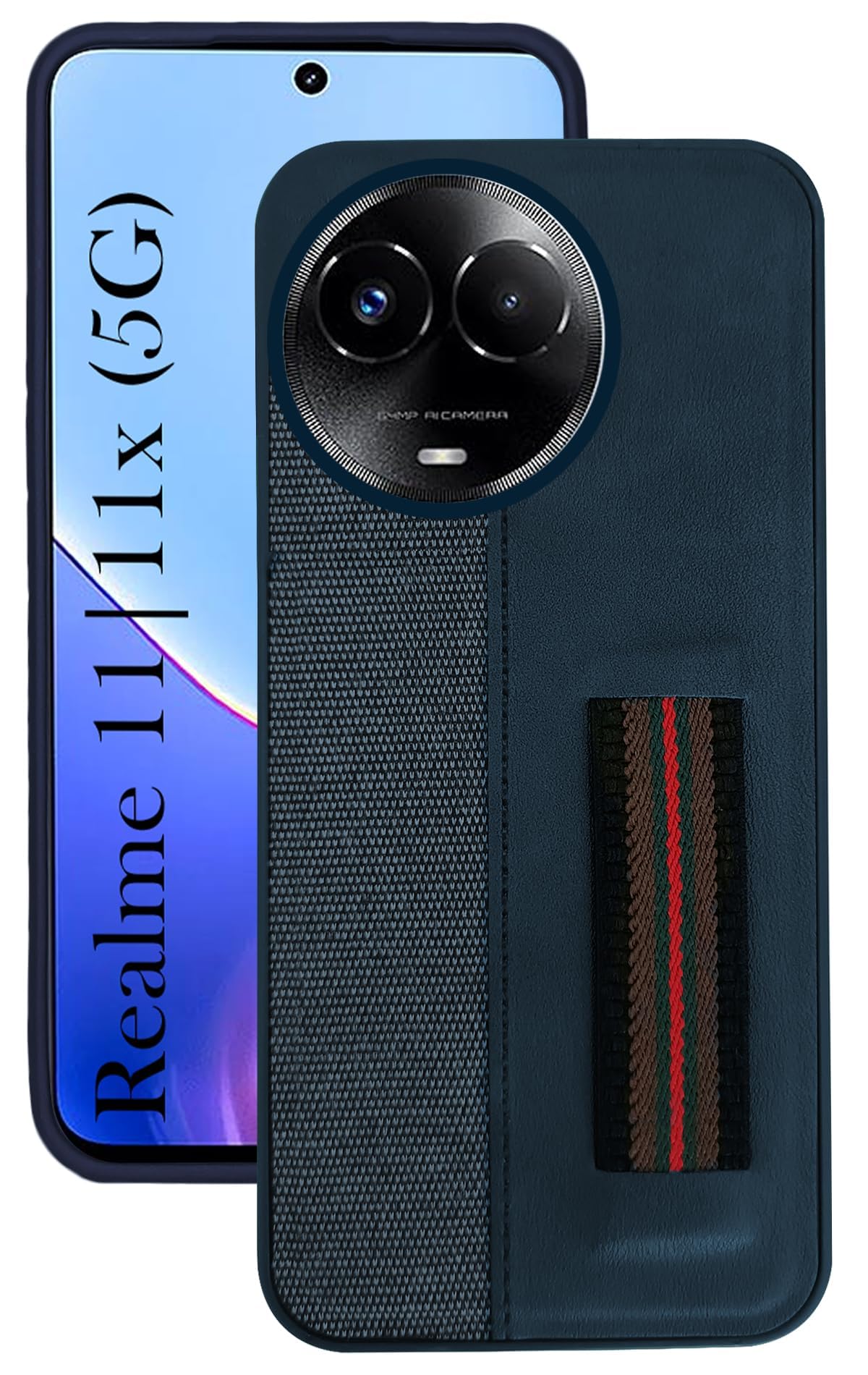For Realme 11 5G | Realme 11x 5G Back Case Cover (Professional PU Leather | Strip Chain Holder Socket)