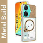 For Vivo T2 Metallic Back Cover Case (Metallic Camera Protection & Buttons | Translucent Milky Shade | Hard Polycarbonate)