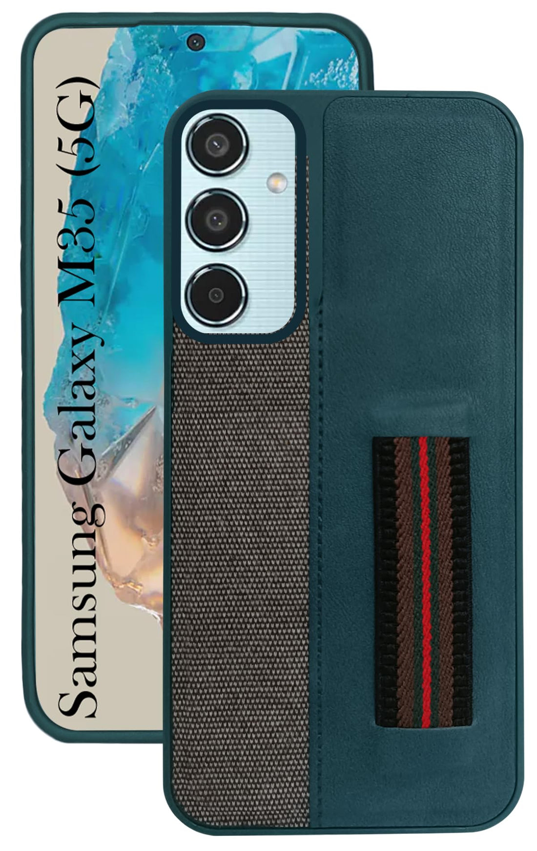 For Samsung Galaxy M35 5G  Back Cover Case ( Professional PU Leather | Strip Chain Holder Socket)