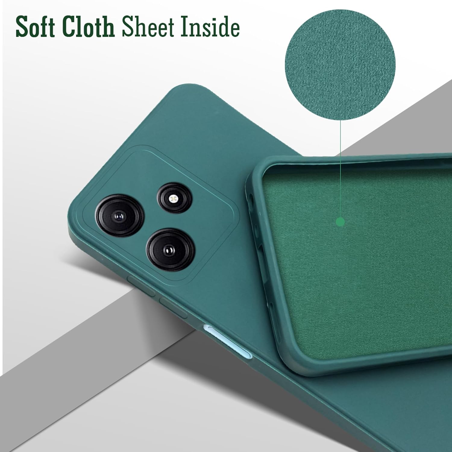 For Poco M6 Pro Back Cover Case (Matte Finish Silicone with Inside Fiber Cloth)