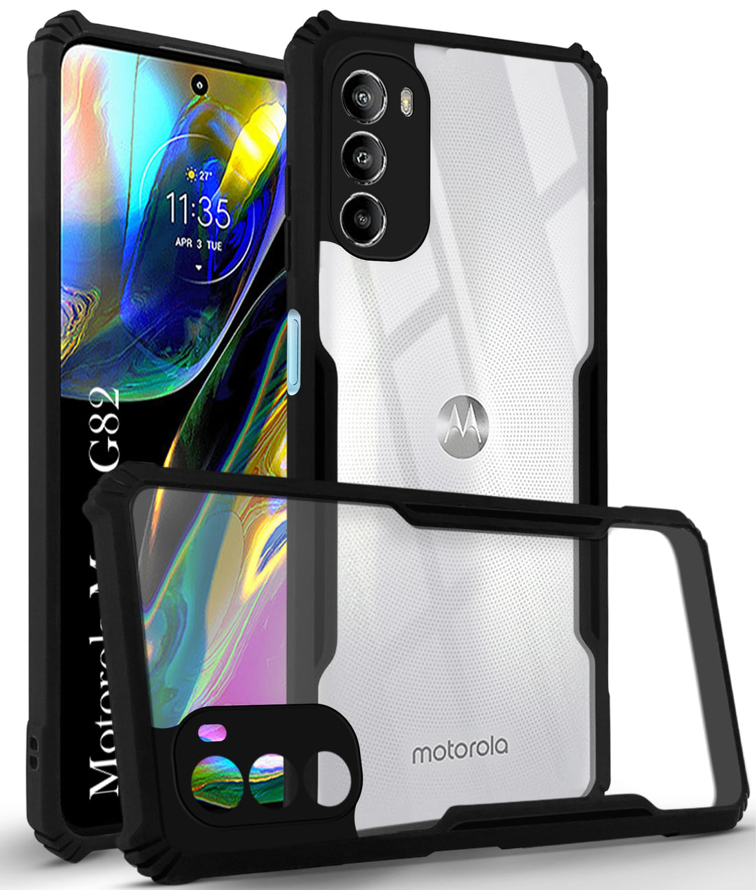 For Motorola Moto G82 5G Back Cover Case (Shockproof with Polycarbonate Clear Panel)