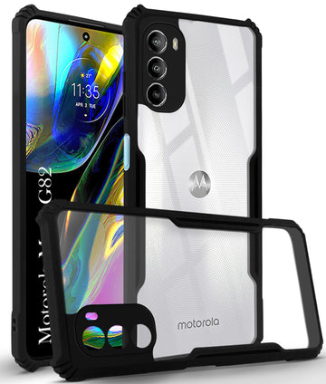 For Motorola Moto G82 5G Back Cover Case (Shockproof with Polycarbonate Clear Panel)
