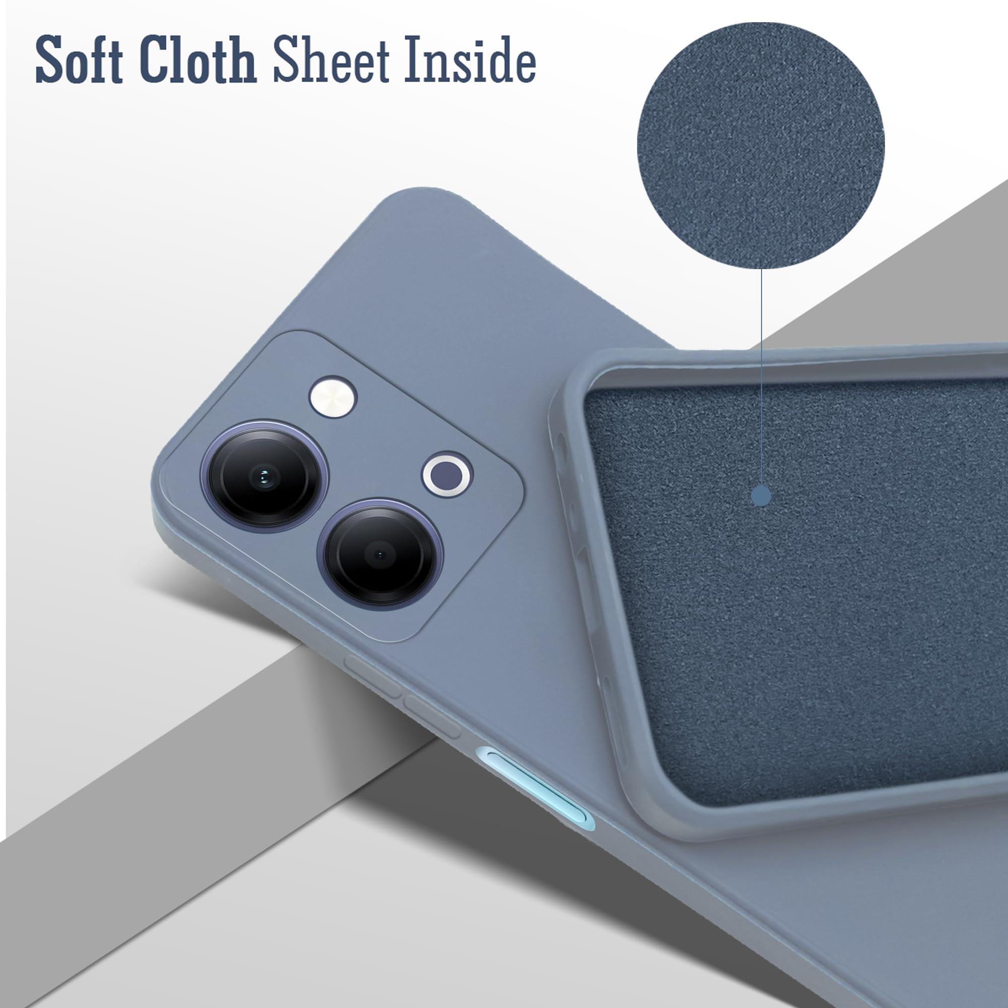 For Vivo iQOO Z11 Lite Back Cover Case (Matte Finish Silicone with Inside Fiber cloth)