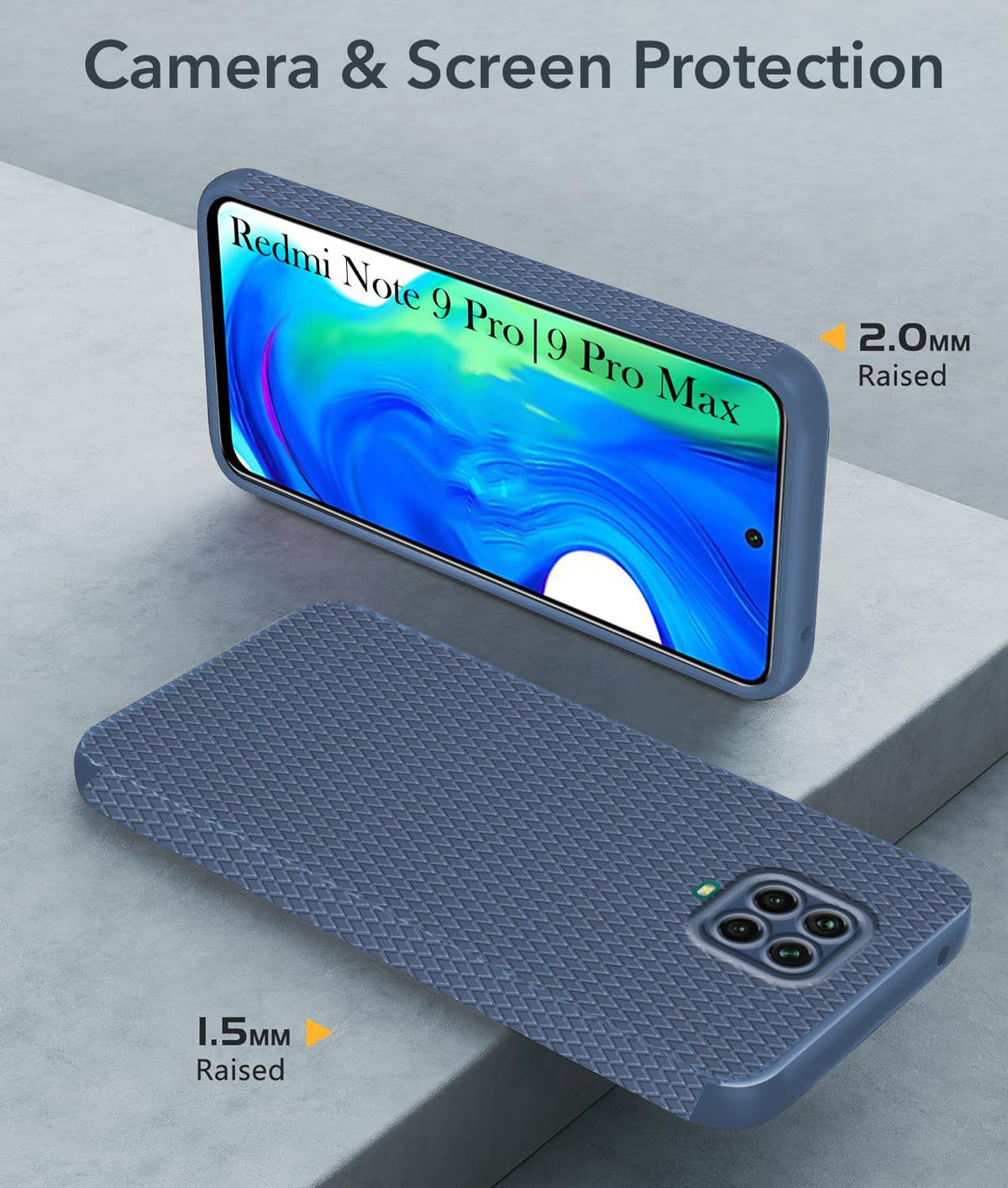 For Redmi Note 9 Pro | 9 Pro Max  Back Cover Case (Liquid Silicone | Side Grip | Camera Protection)
