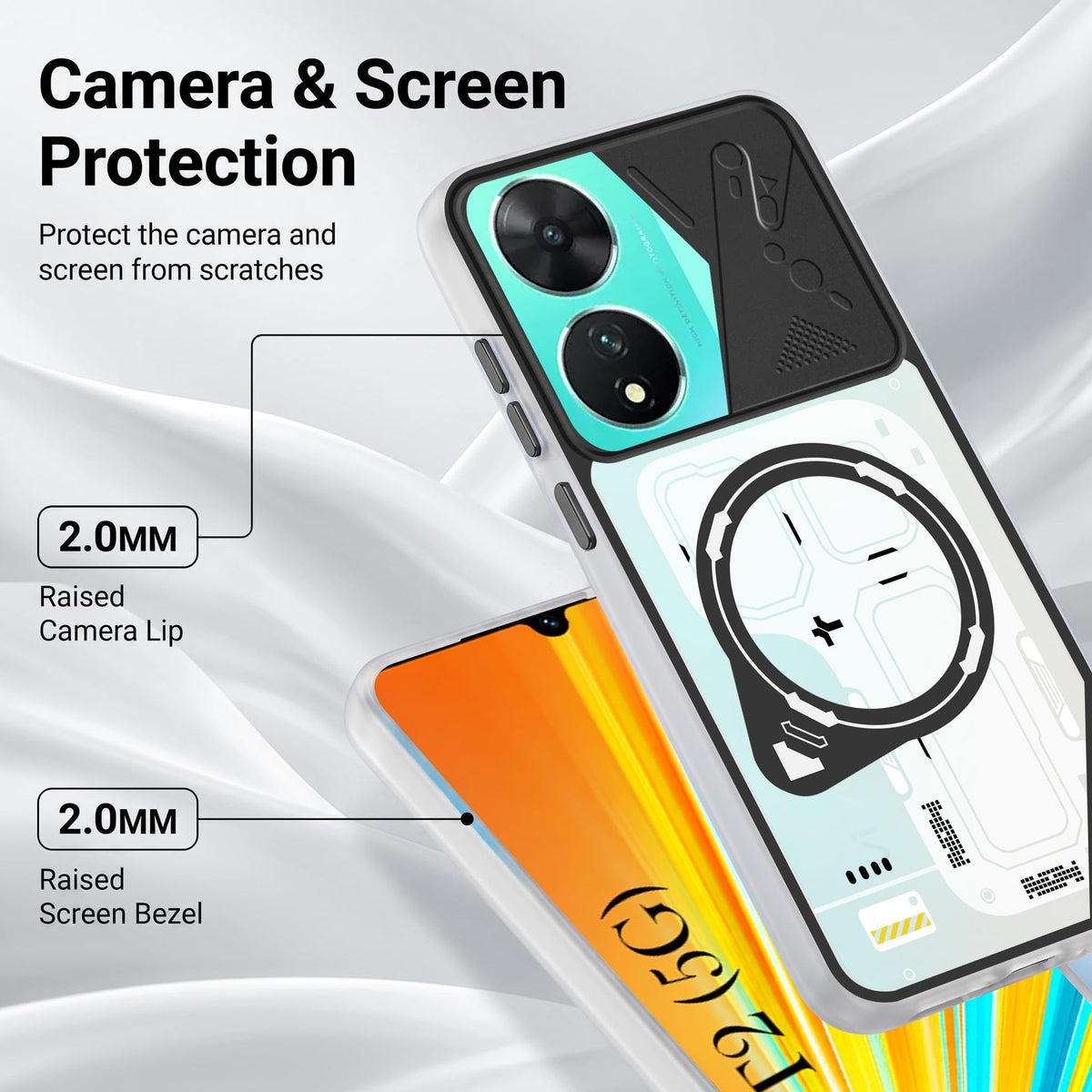 For Vivo T2 Metallic Back Cover Case (Metallic Camera Protection & Buttons | Translucent Milky Shade | Hard Polycarbonate)