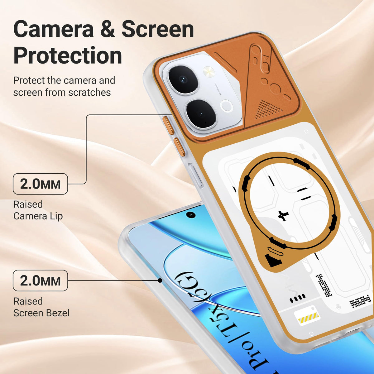 For Vivo Y51 Pro 5G | Vivo T5x Metallic Back Cover Case (Metallic Camera Protection & Buttons | Translucent Milky Shade | Hard Polycarbonate)