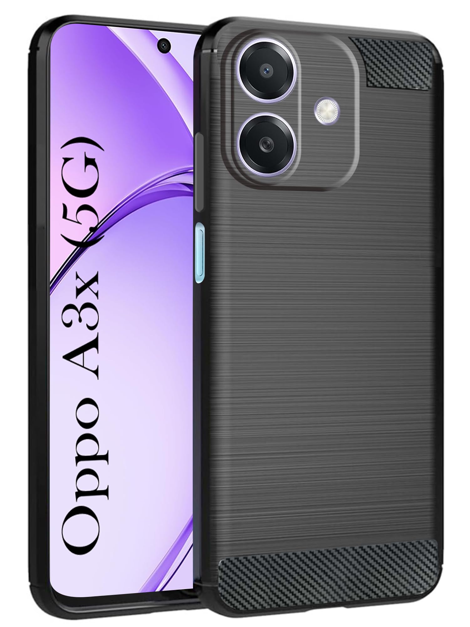 For Oppo A3X 5G | Oppo A3 5G Back Cover Case (Hybrid Armor Case | Carbon Fiber Shockproof | Soft and Flexible)