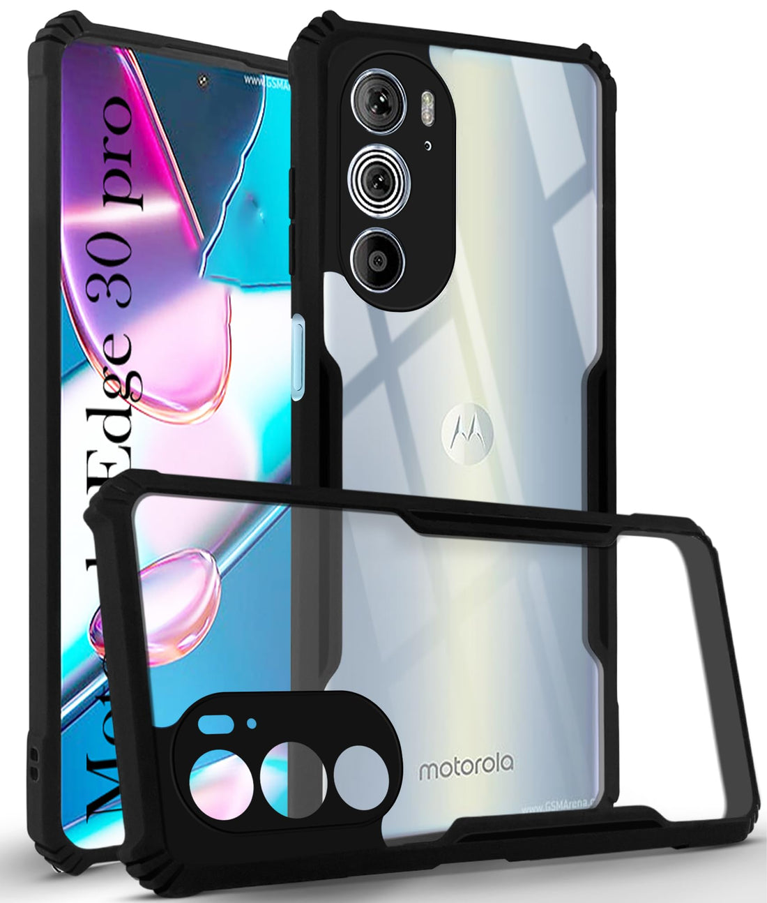 For Motorola Moto Edge 30 Pro Back Cover Case (Shockproof with Polycarbonate Clear Panel)